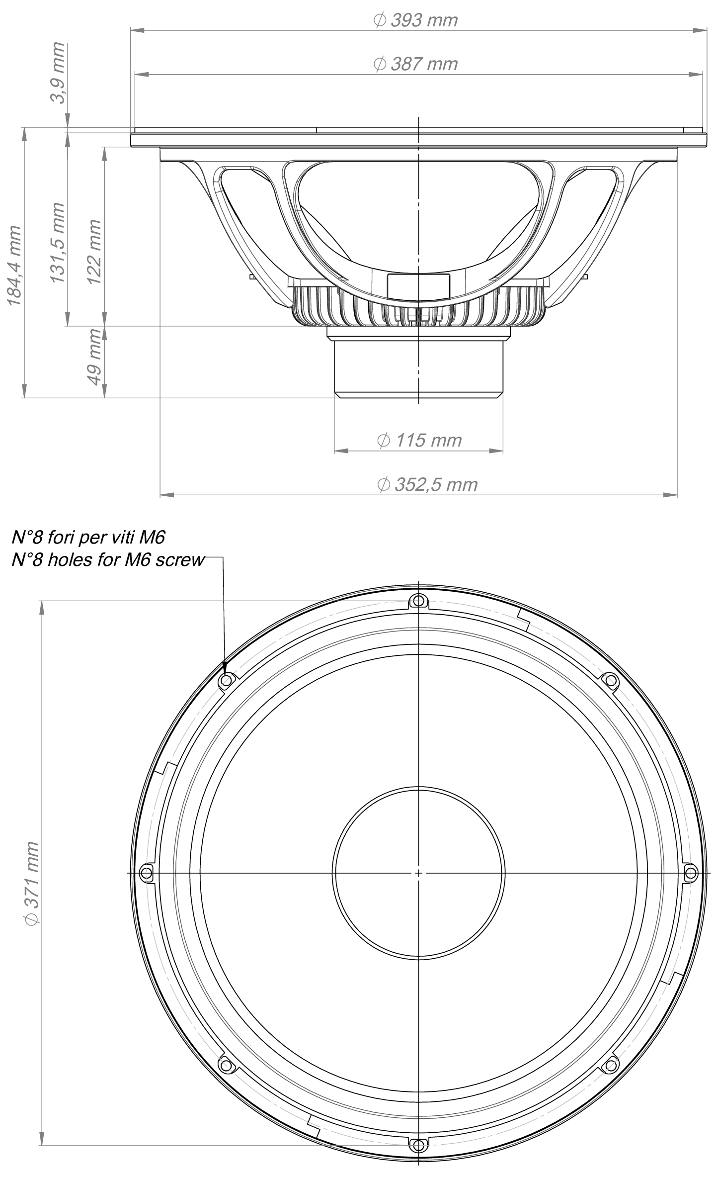 Eighteen Sound 15ND940 16Ω Dimensions
