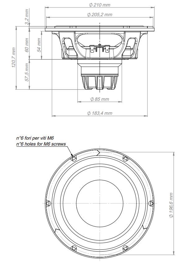 Eighteen Sound 8NTLS2000 16Ω Dimensions