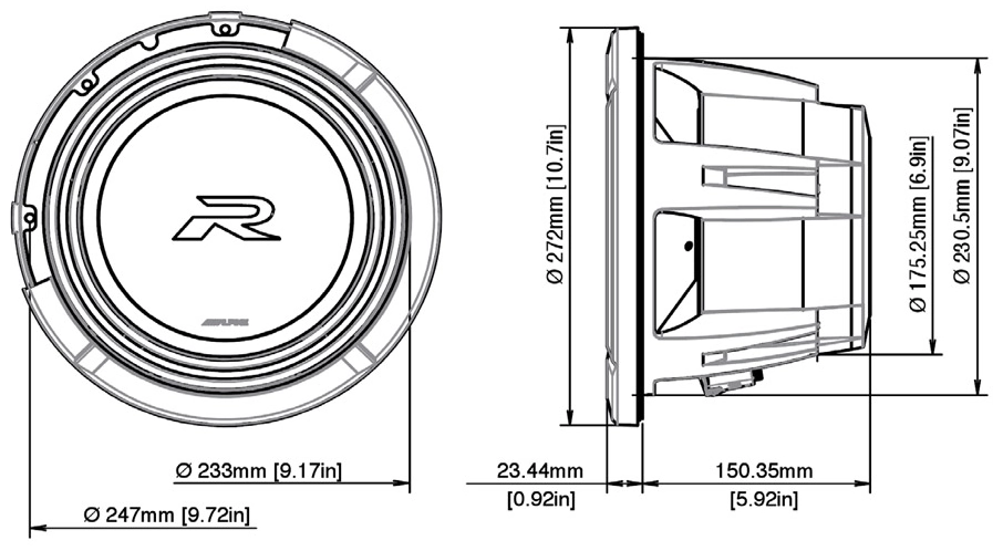 ALPINE R2-W10D2 Dimensions