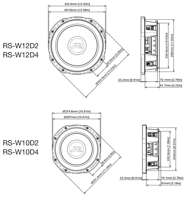 ALPINE RS-W10D2 Dimensions