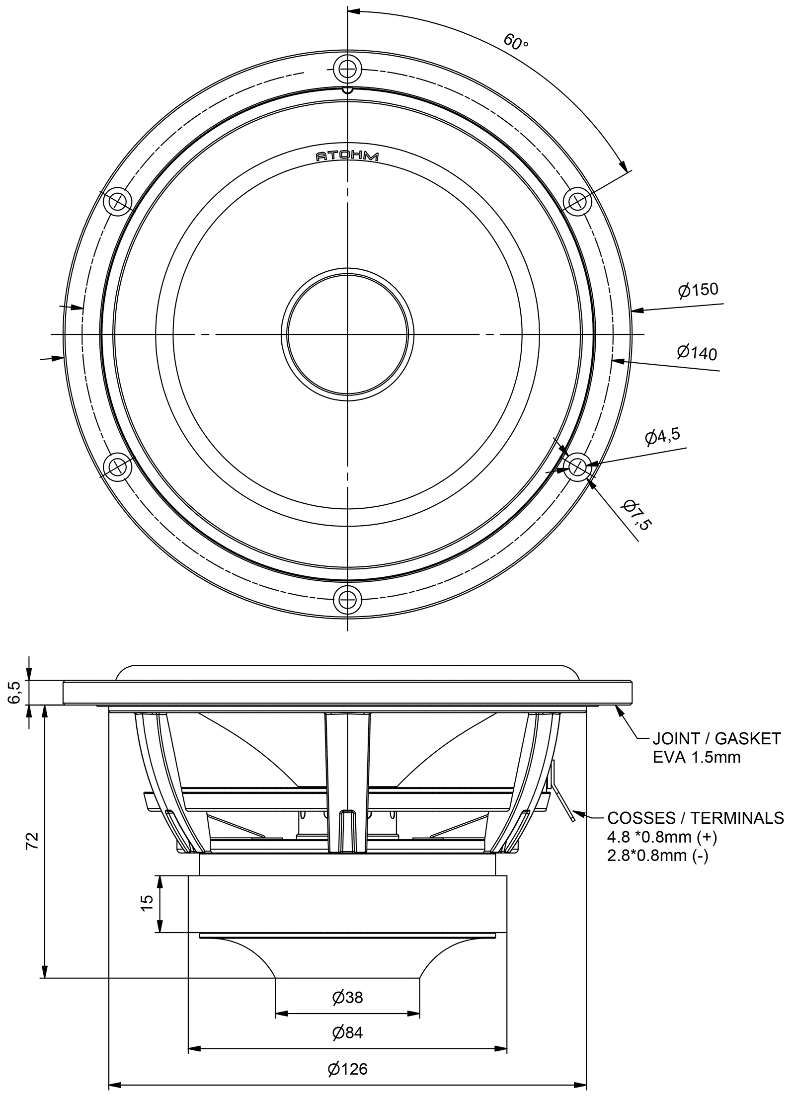 ATOHM C150DCR04 Dimensions