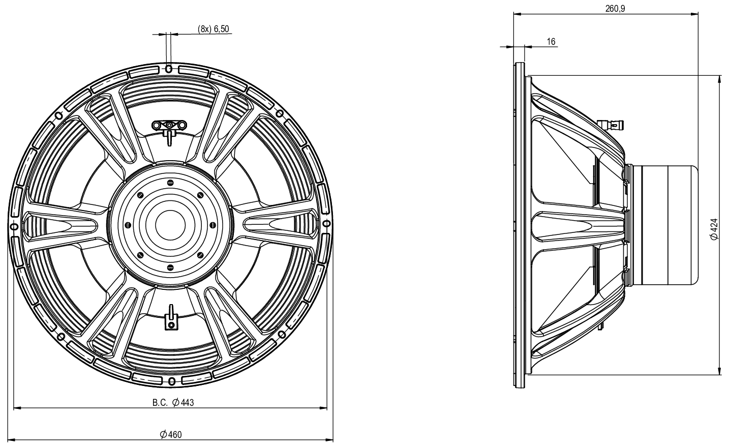 B&C Speaker 18RS115 Dimensions