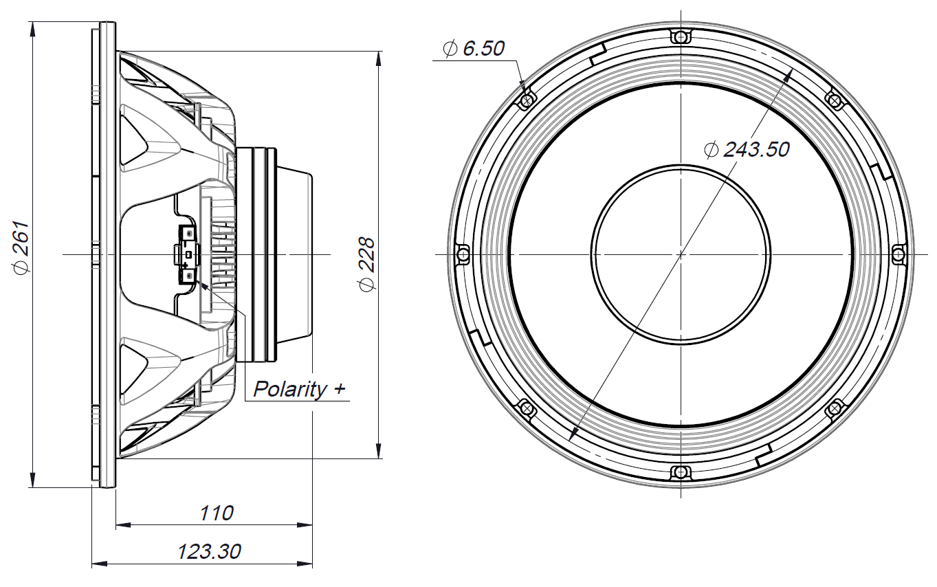 Beyma 10MC500Nd Dimensions