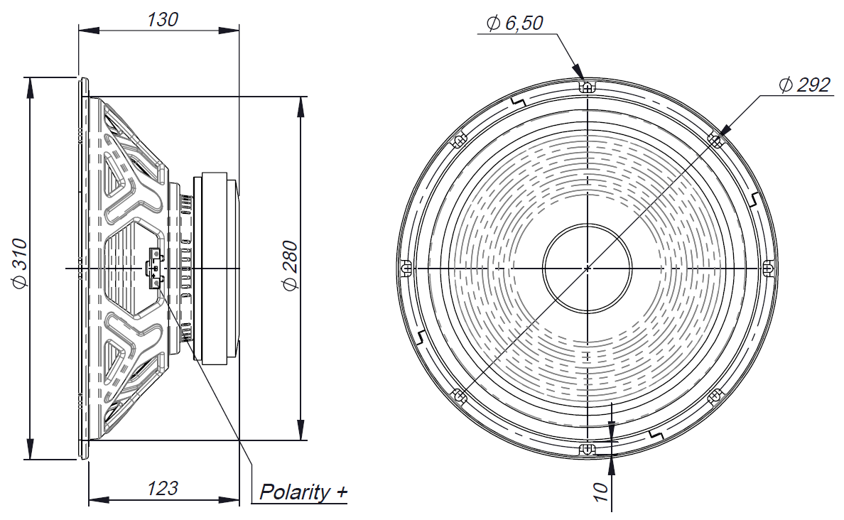 Beyma 12CMV3 Dimensions