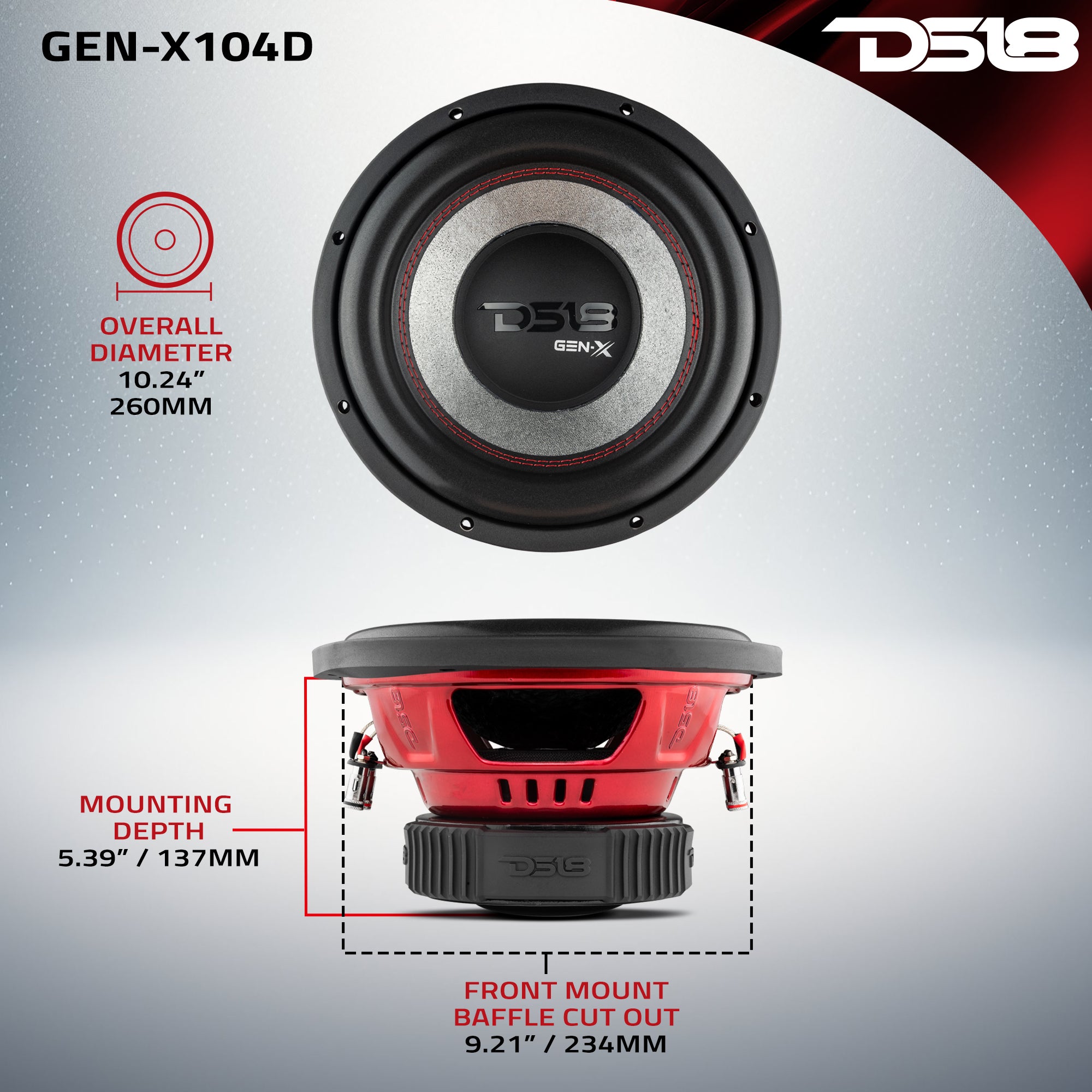 DS18 GEN-X104D Dimensions