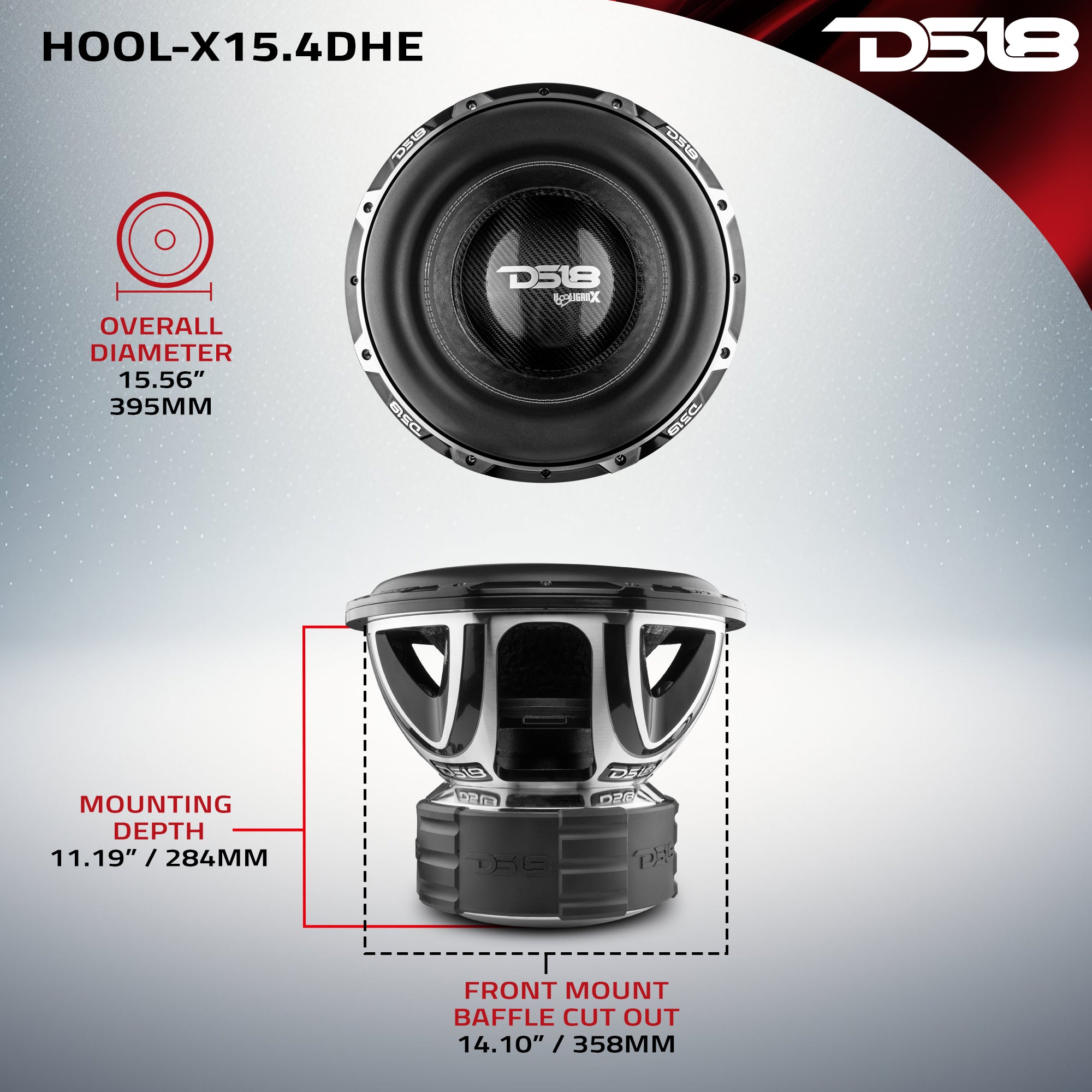DS18 HOOL-X15.4DHE Dimensions