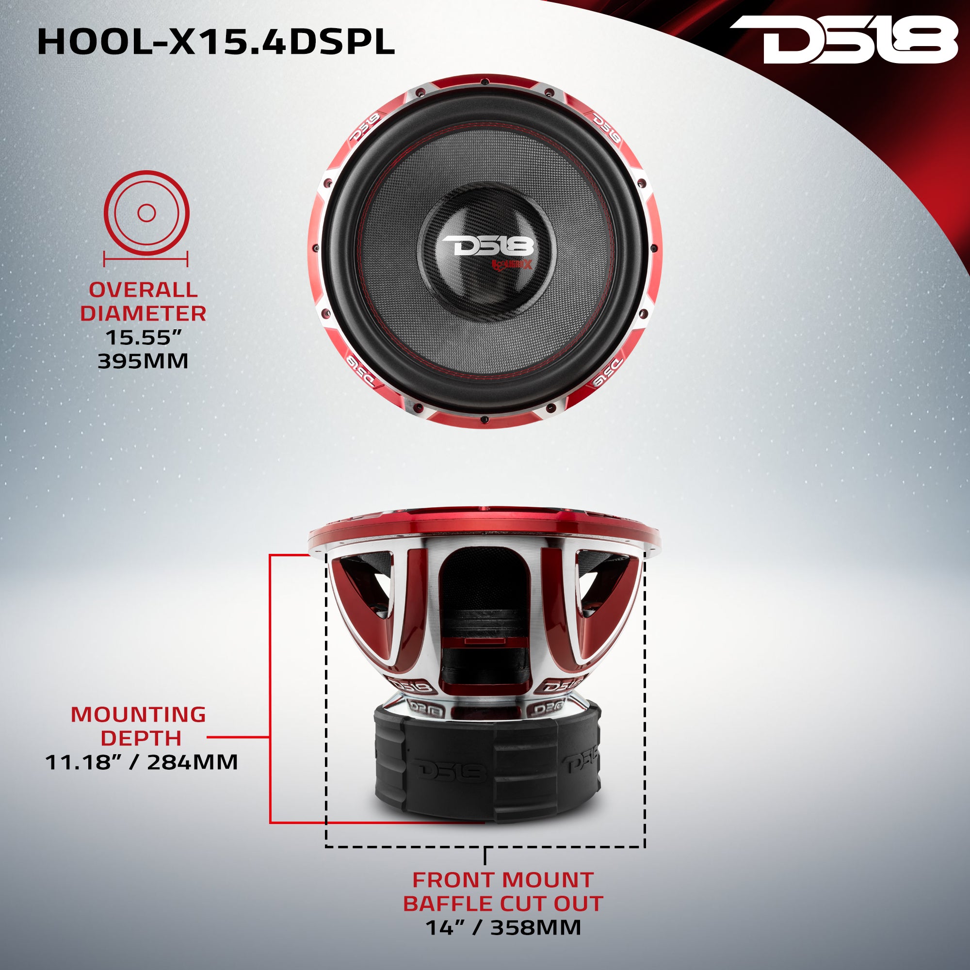 DS18 HOOL-X15.4DSPL Dimensions