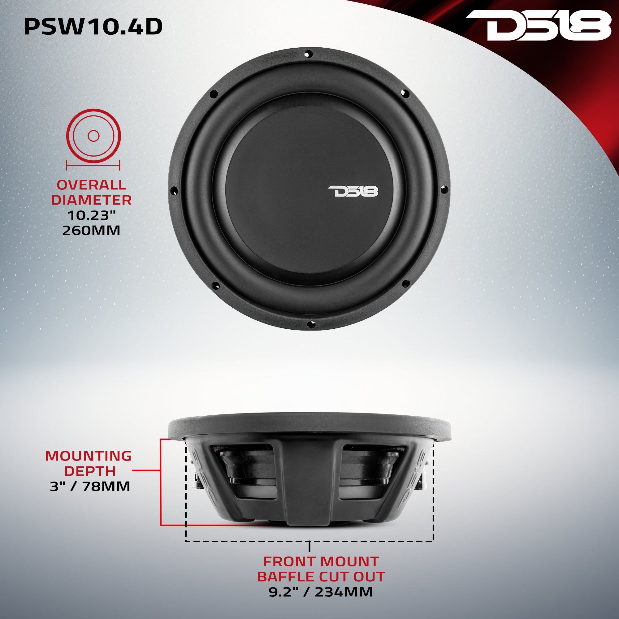 DS18 PSW10.4D Dimensions