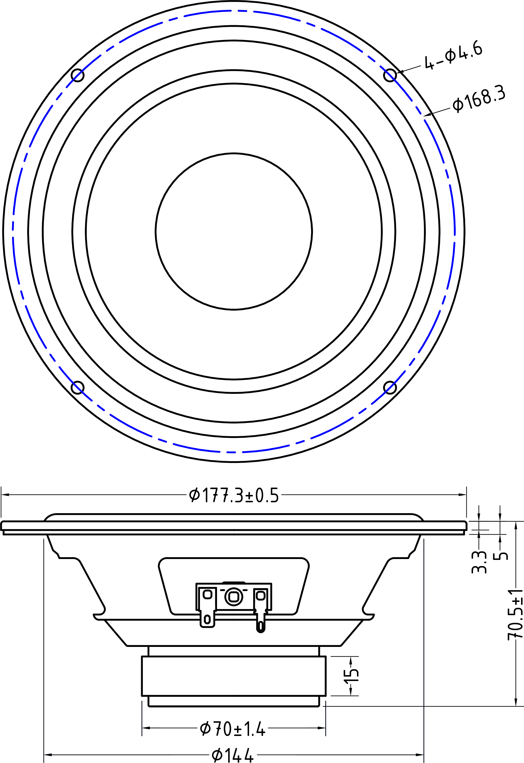 Dayton Audio PCS175-4 Dimensions