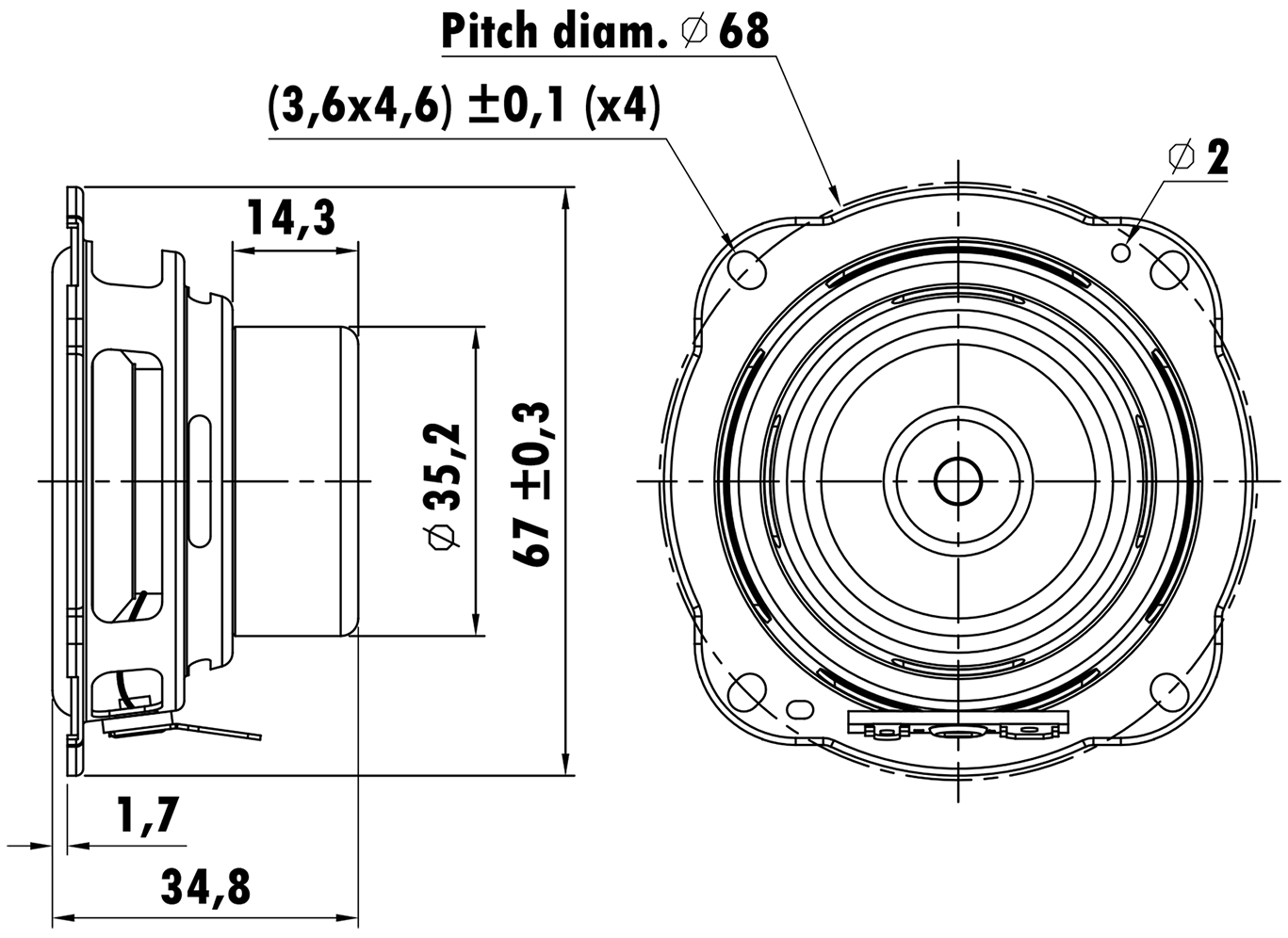 EASTECH ASDPD0003-0301 Dimensions