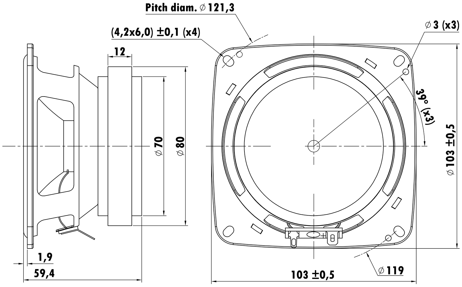 EASTECH FSB523040-4622 Dimensions