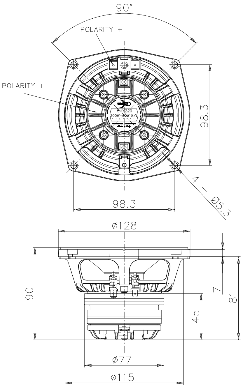 FaitalPRO 5HX220 8Ω Dimensions