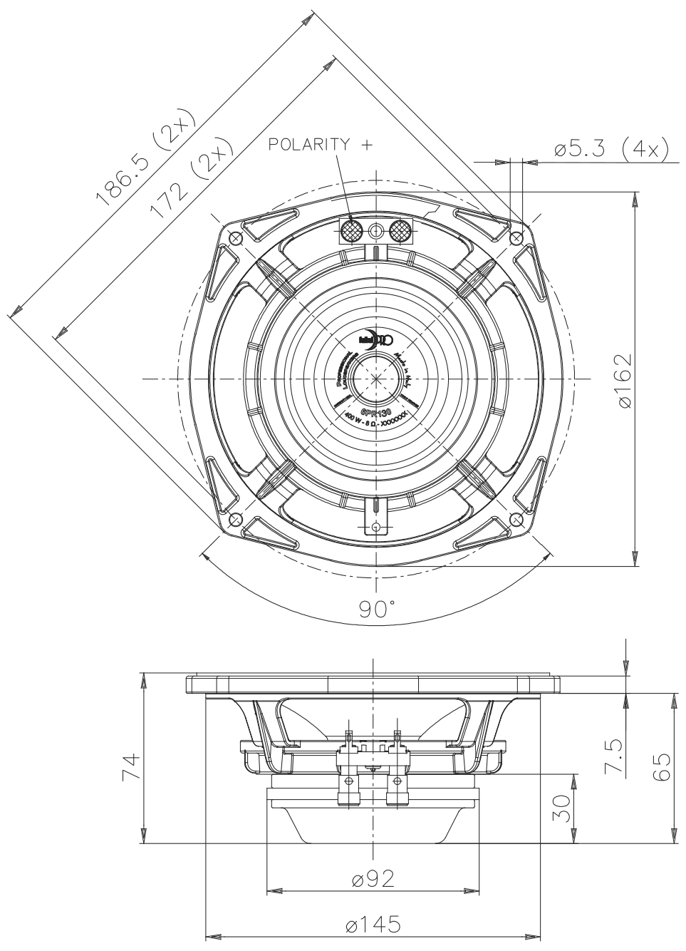 FaitalPRO 6PR130 8Ω Dimensions