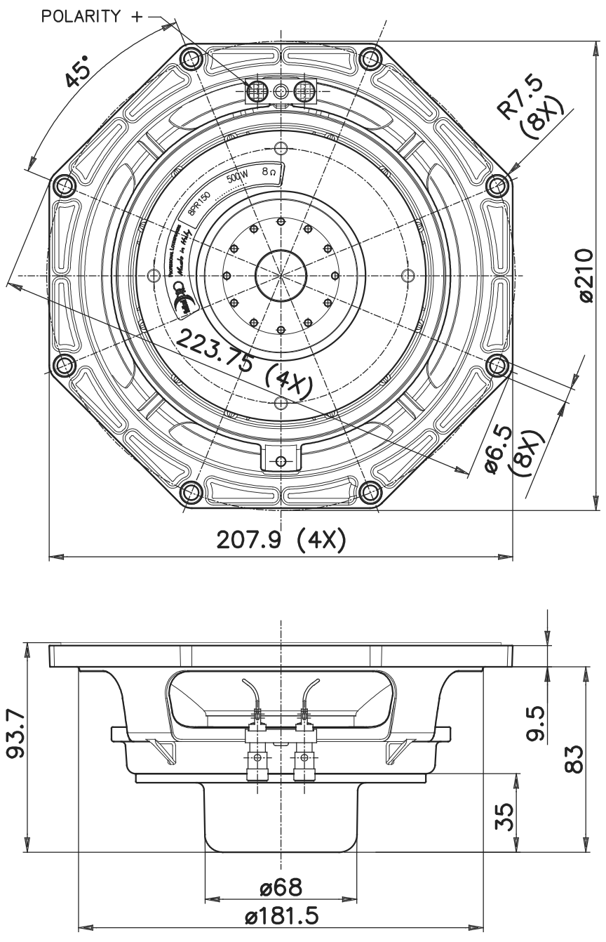 FaitalPRO 8PR150 8Ω Dimensions