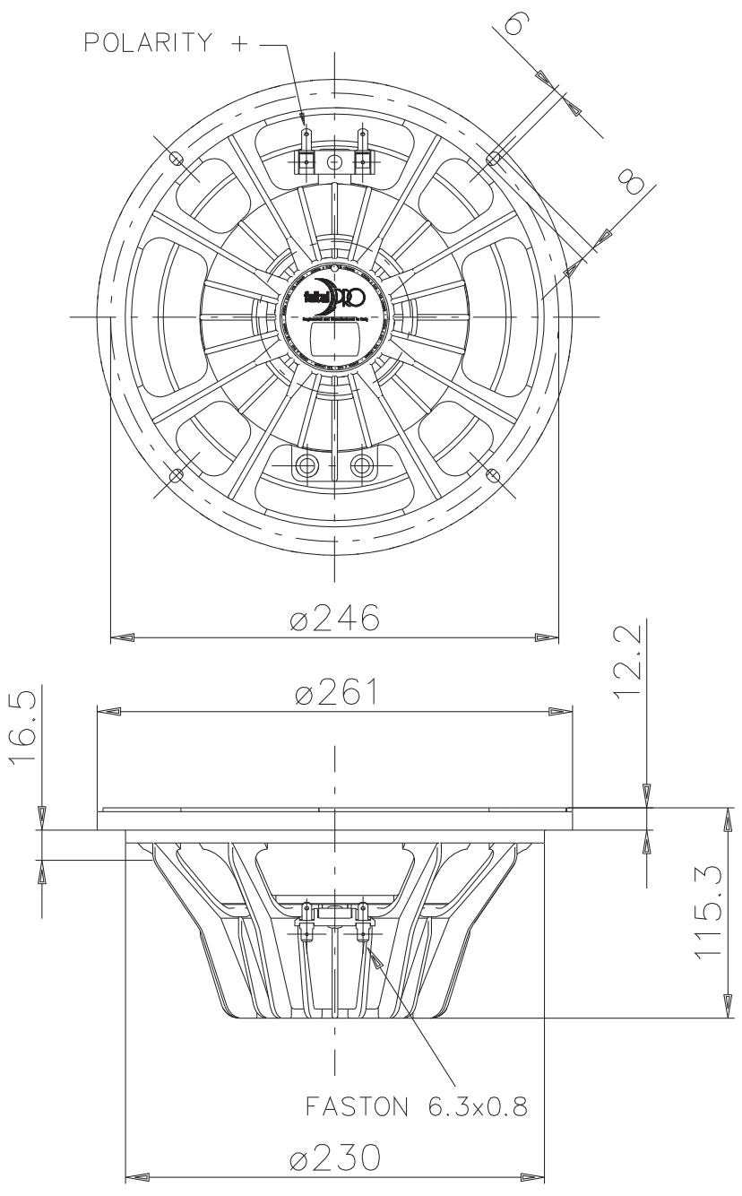 FaitalPRO W10N8-200 8Ω Dimensions