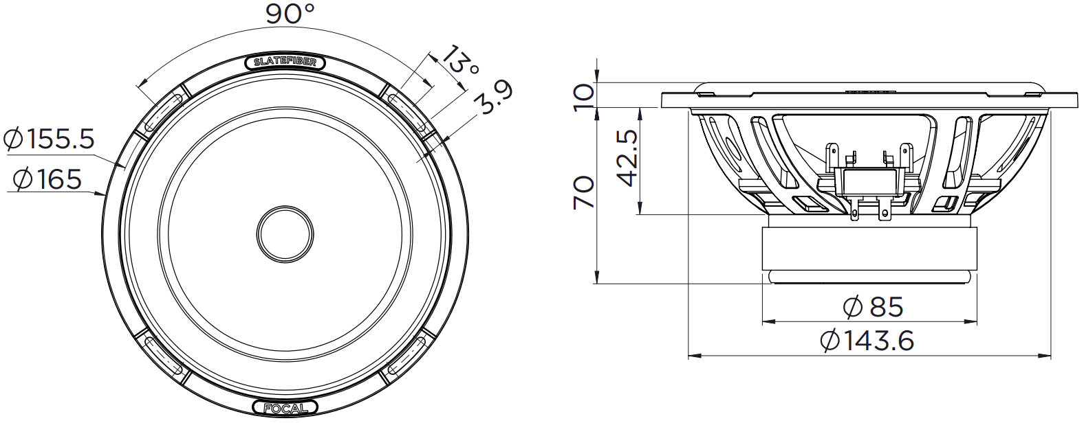 Focal 165 SF Dimensions