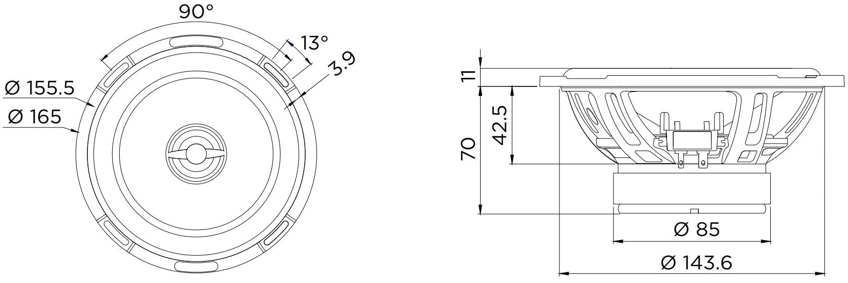 Focal C 165 SF Dimensions