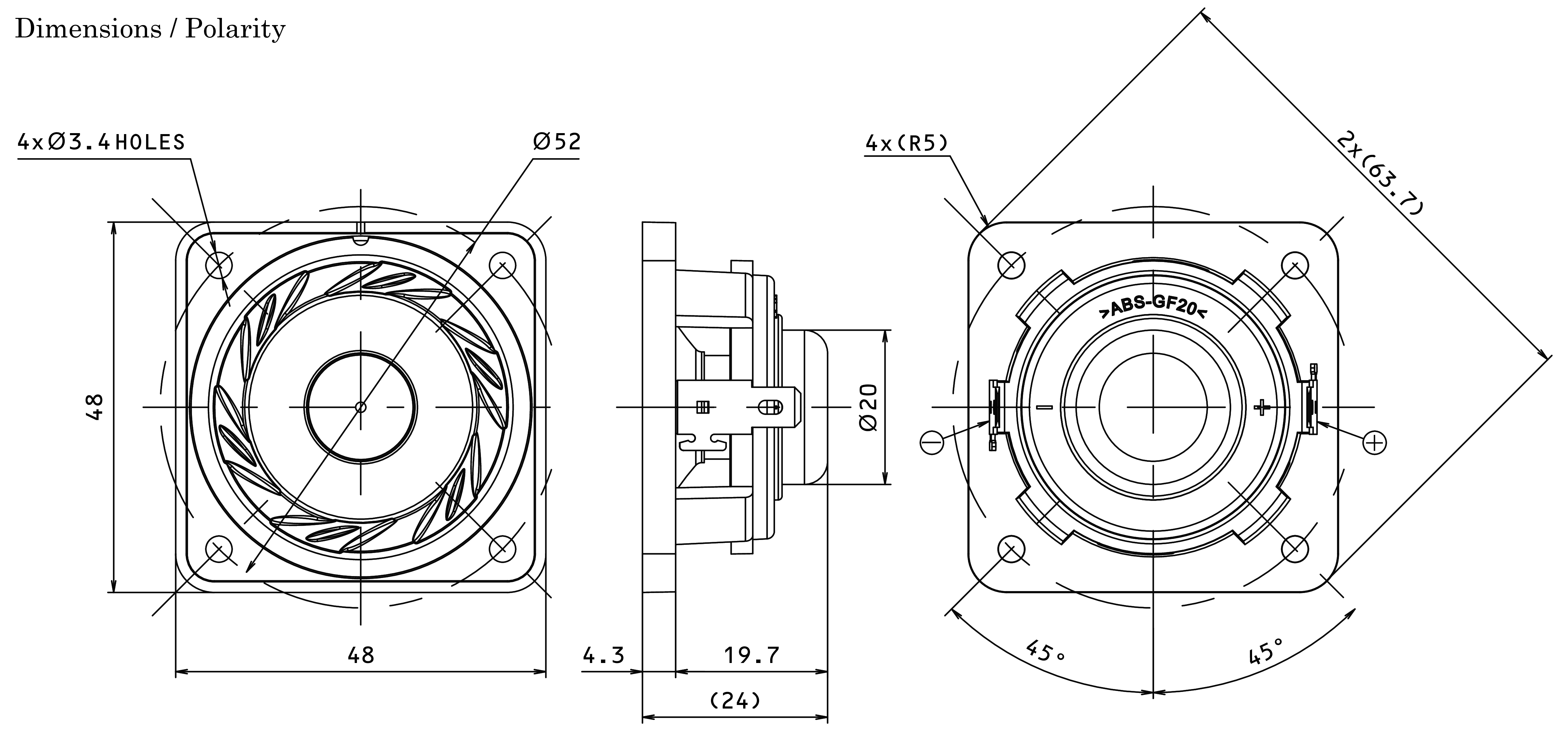 Fostex C045A8 Dimensions