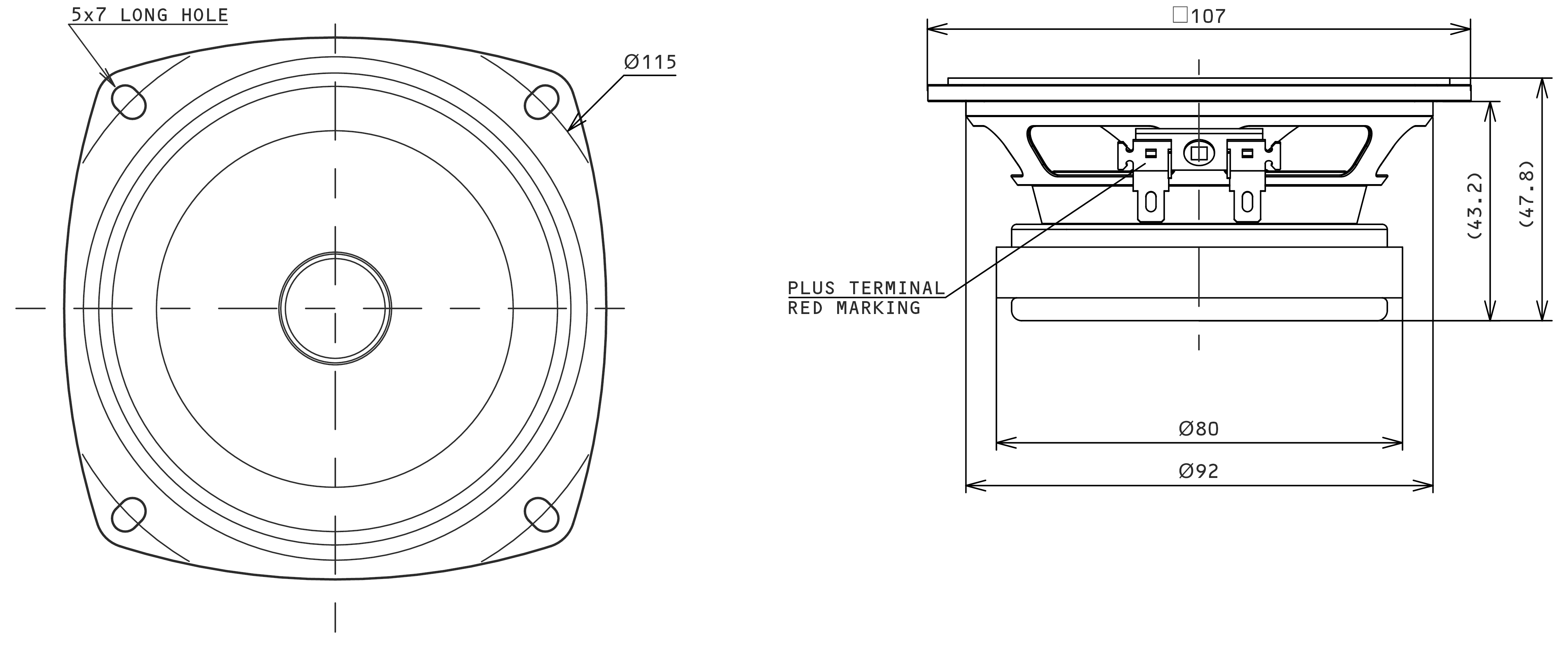 Fostex FE103NV2 Dimensions