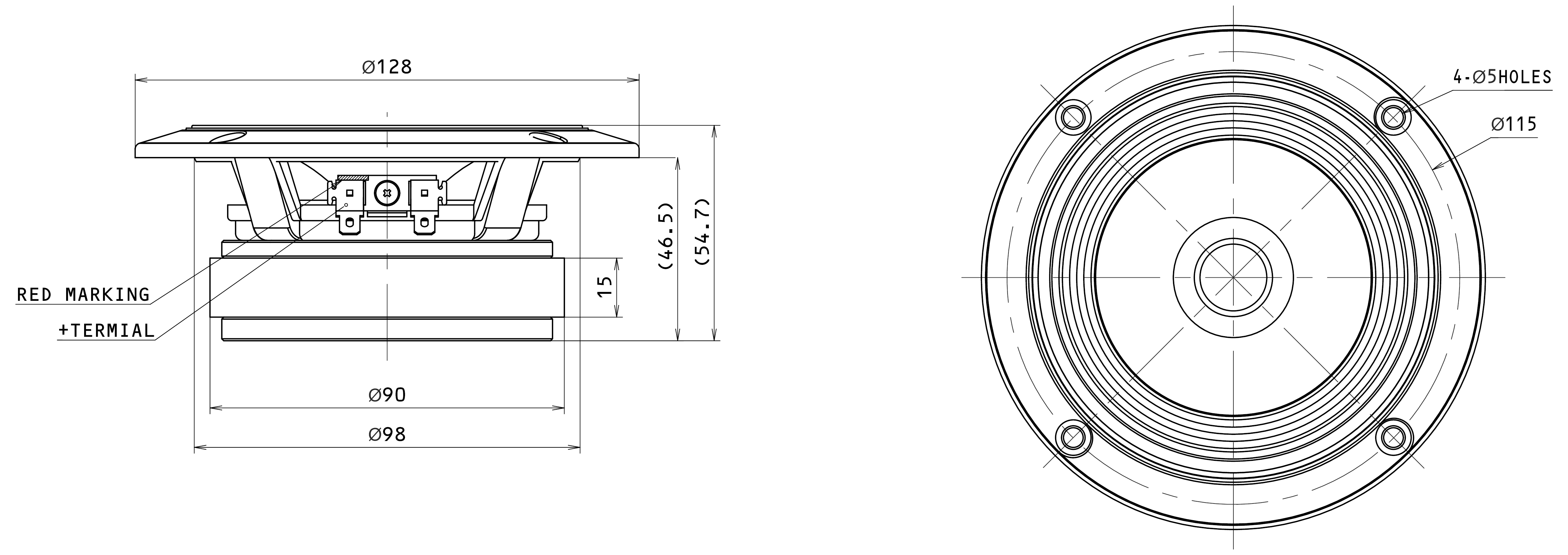 Fostex FE108NS Dimensions