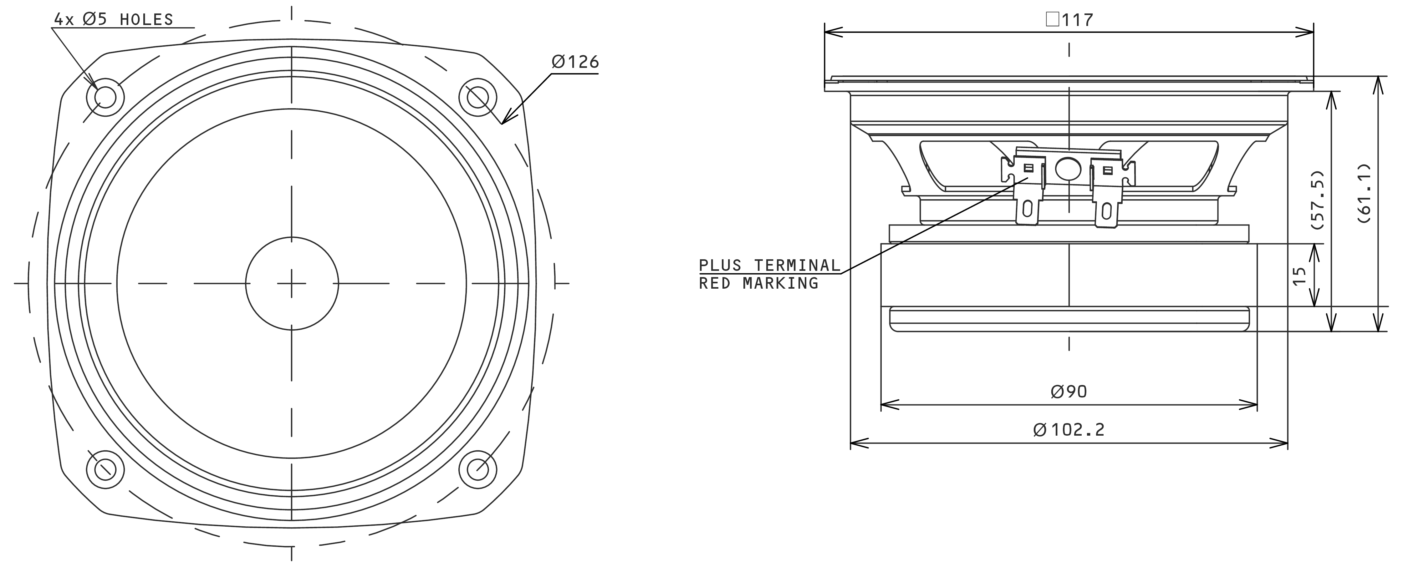 Fostex FE126NV2 Dimensions