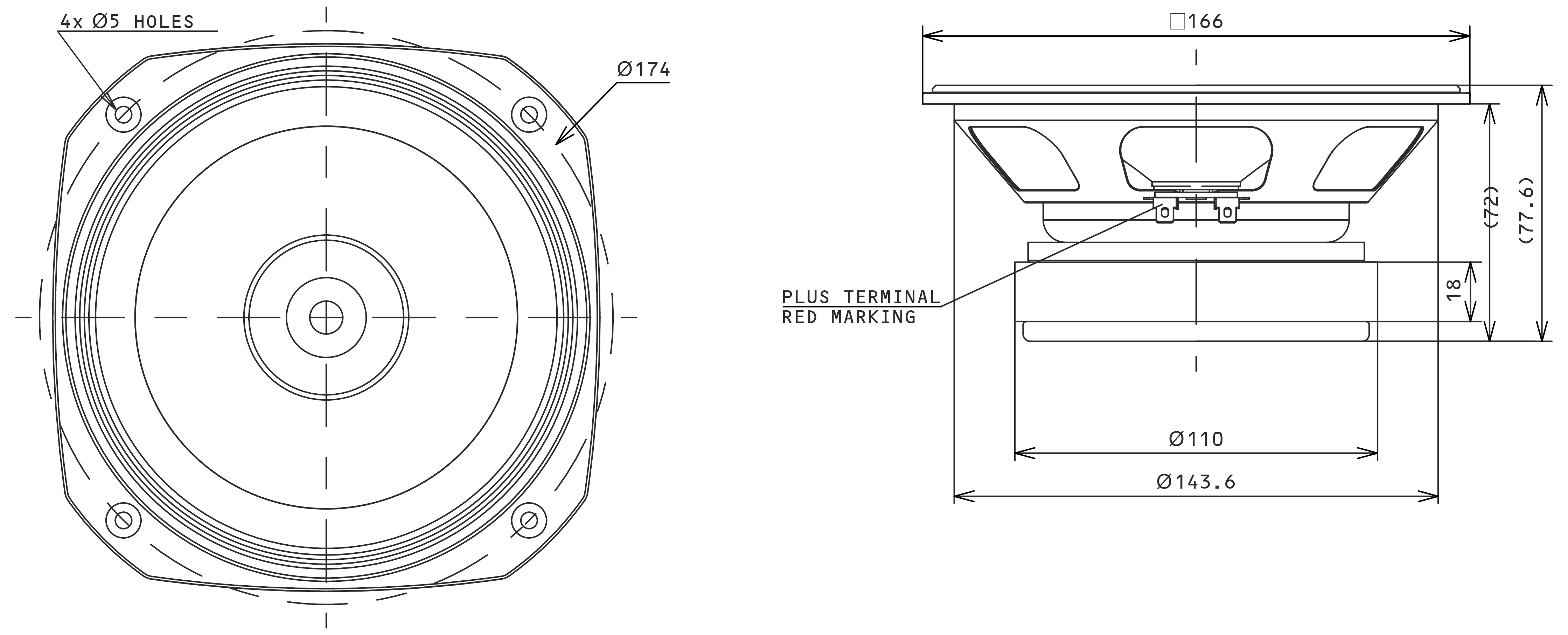 Fostex FE166NV2 Dimensions