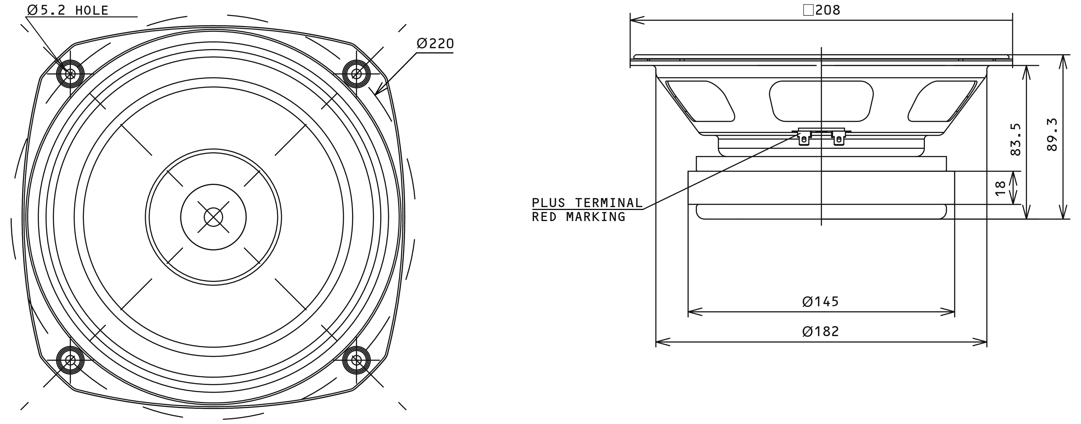 Fostex FE206NV2 Dimensions