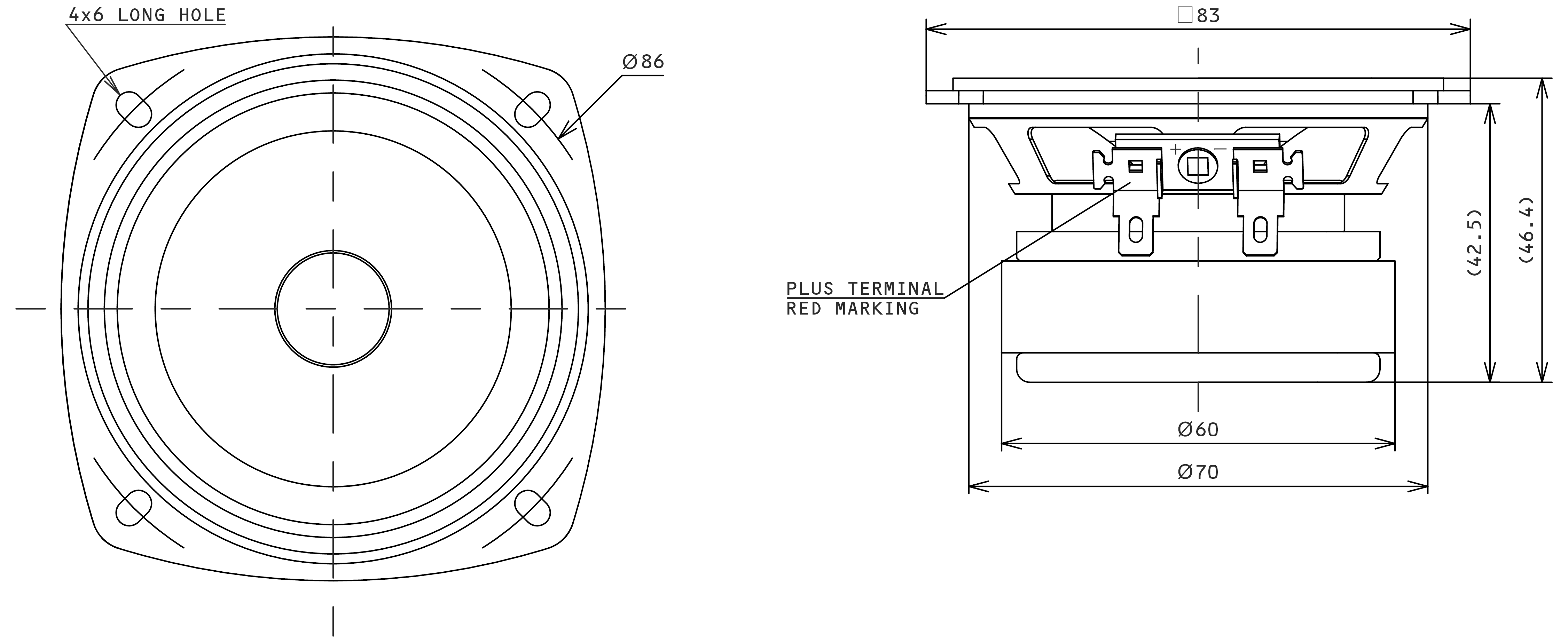 Fostex FE83NV2 Dimensions