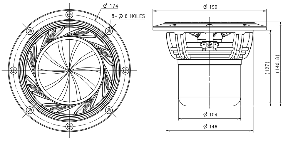 Fostex W160A-HR Dimensions