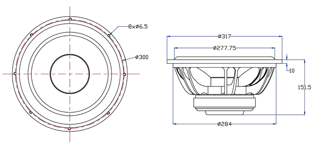 Fountek FW322 4ohm Dimensions