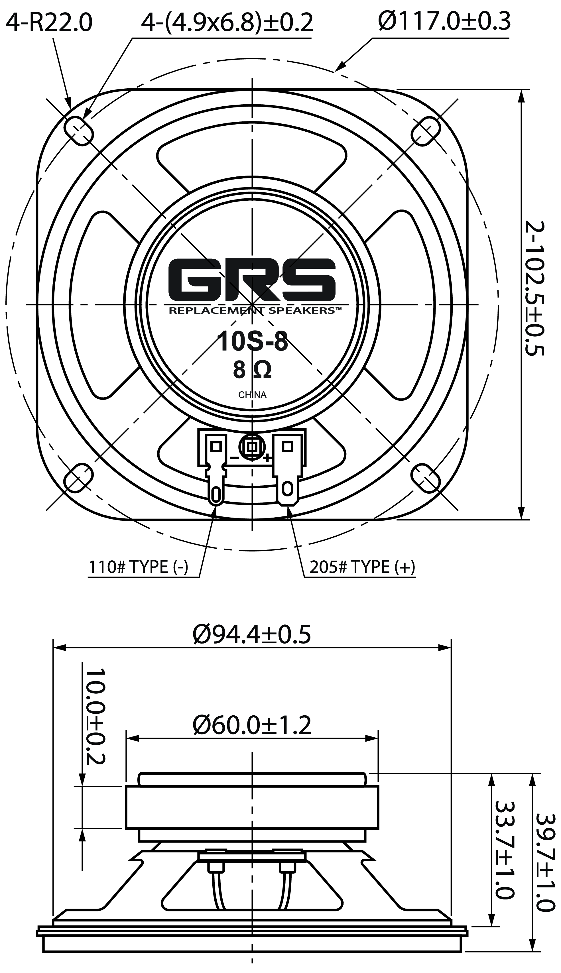 GRS 10S-8 Dimensions
