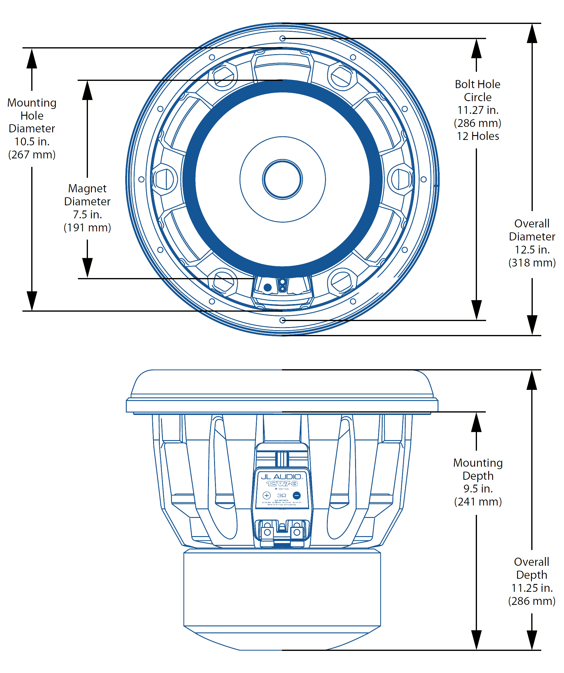 JL Audio 12W7-3 Dimensions
