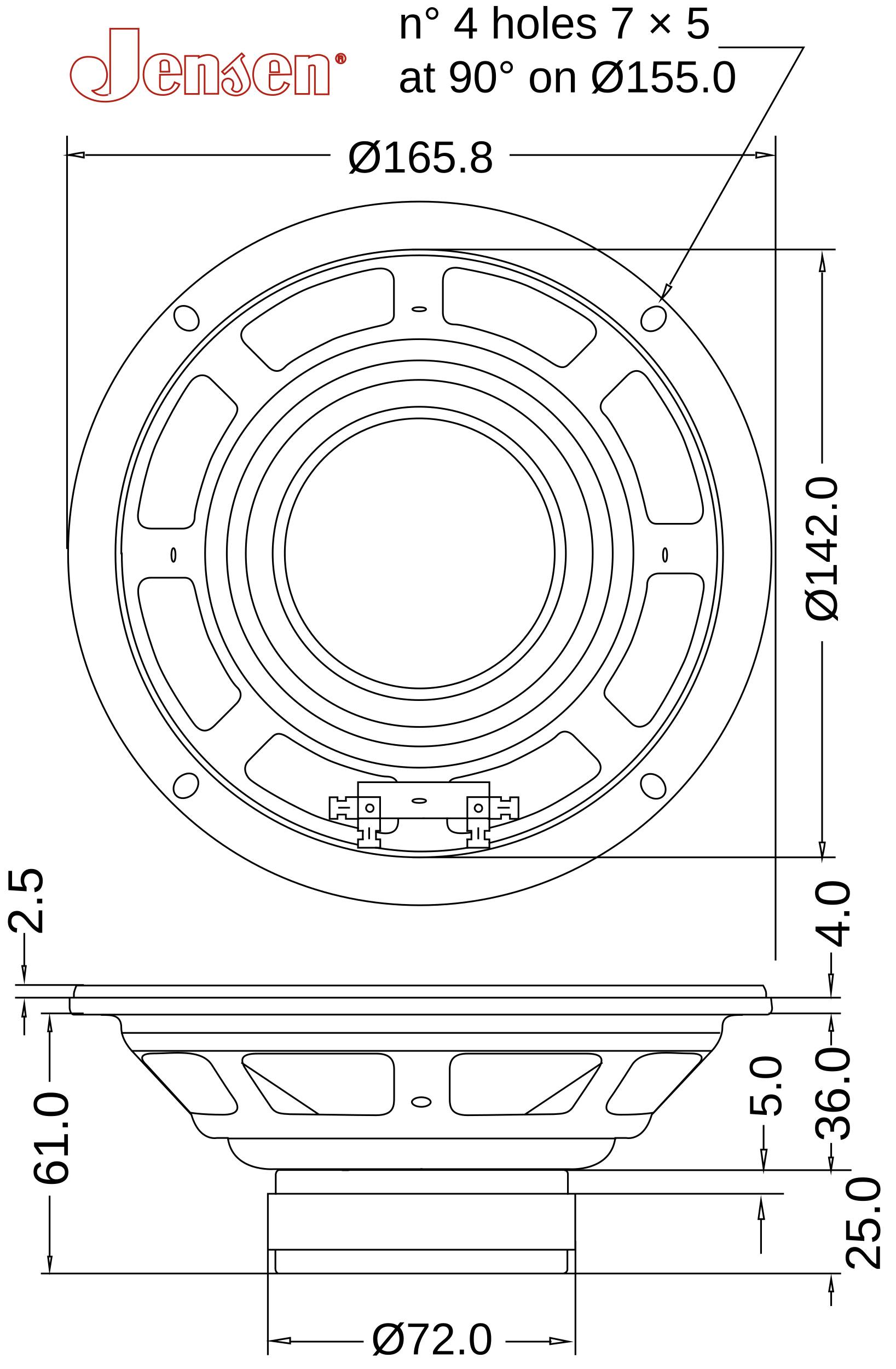 Jensen C6V Dimensions