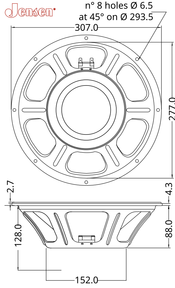 Jensen N 12/100 TR S.E. Dimensions