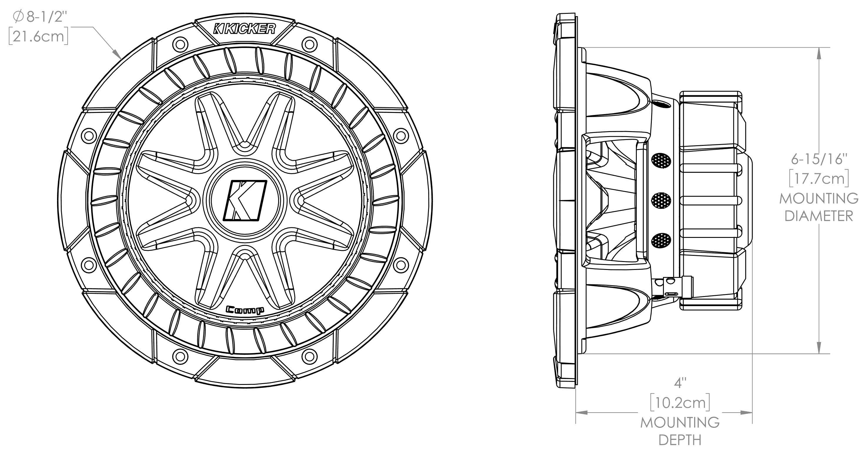 KICKER 43C84 Dimensions