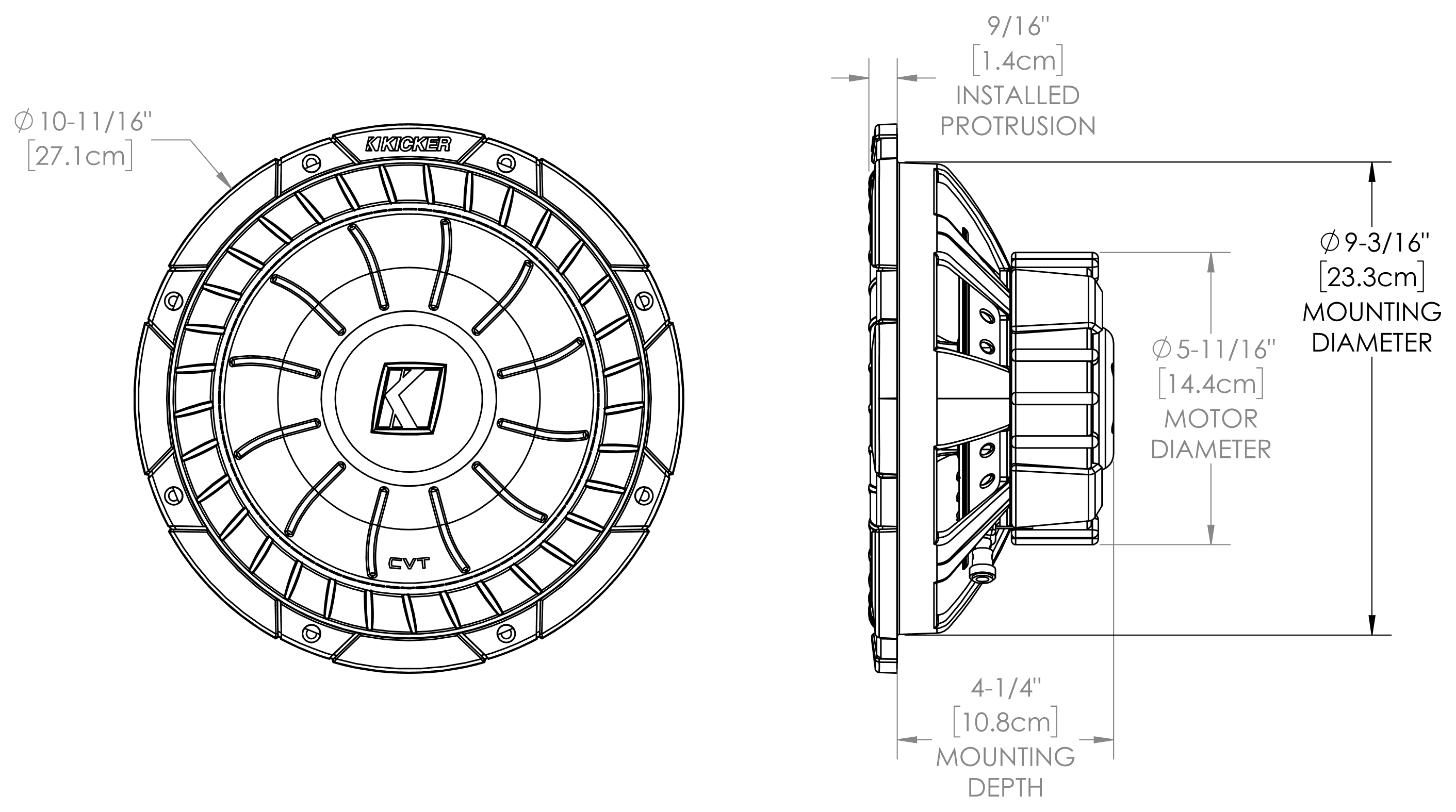 KICKER 43CVT102 Dimensions