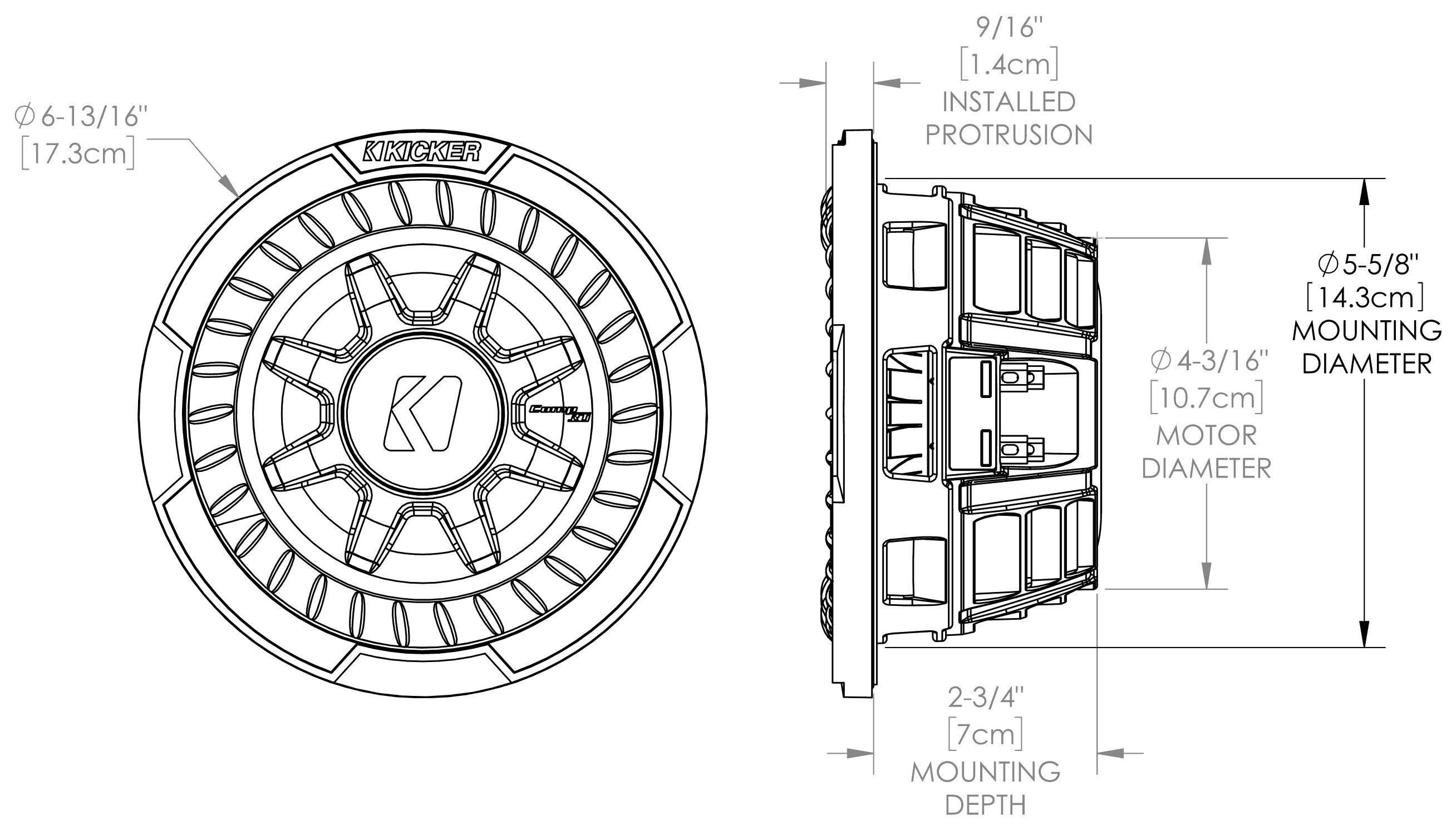 KICKER 48CWRT674 Dimensions