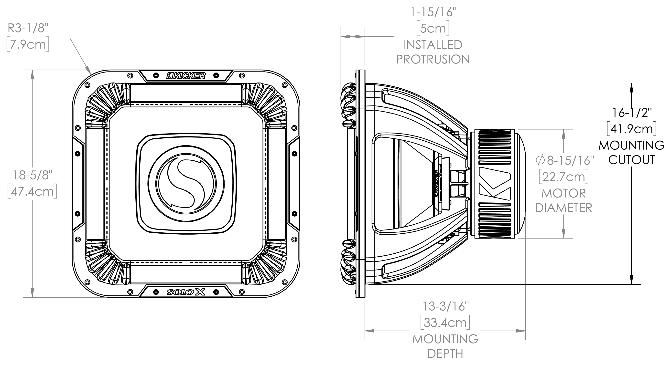 KICKER 49L7X182 Dimensions