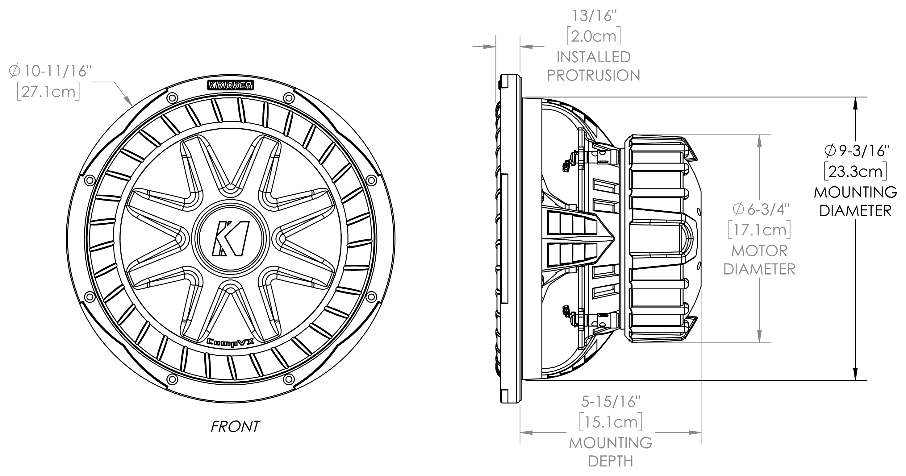 KICKER 50CVX102 Dimensions