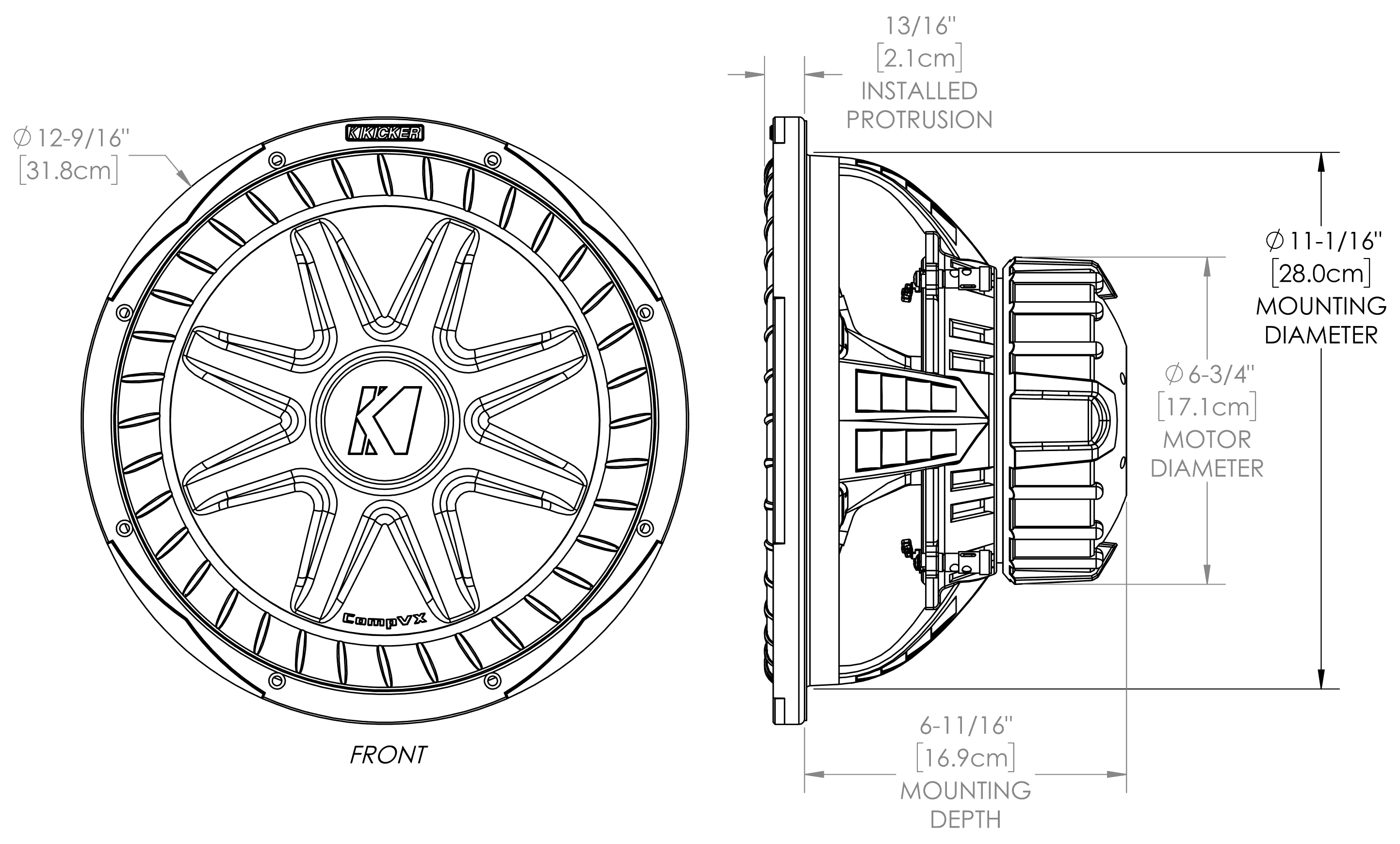 KICKER 50CVX124 Dimensions