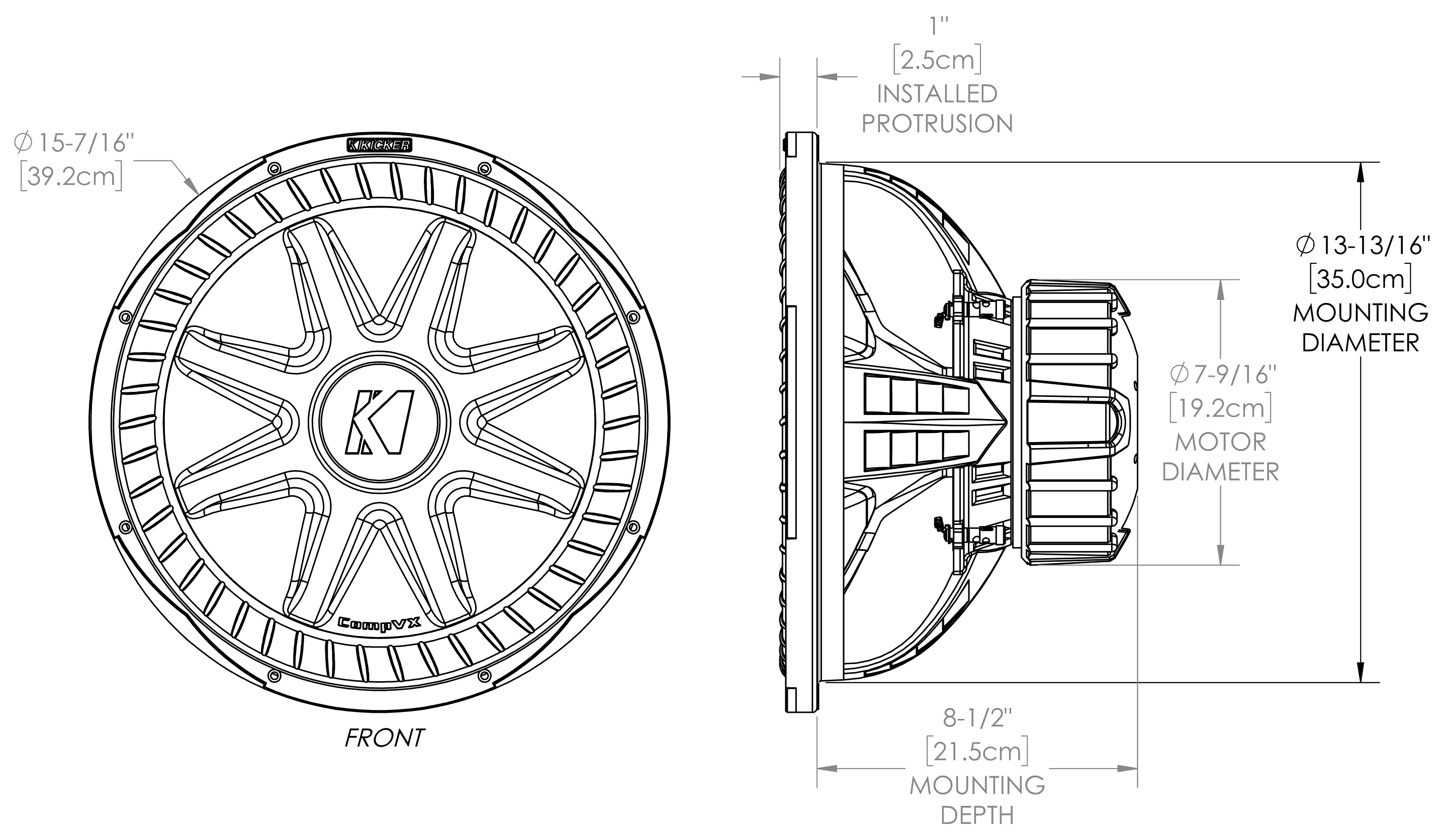 KICKER 50CVX154 Dimensions
