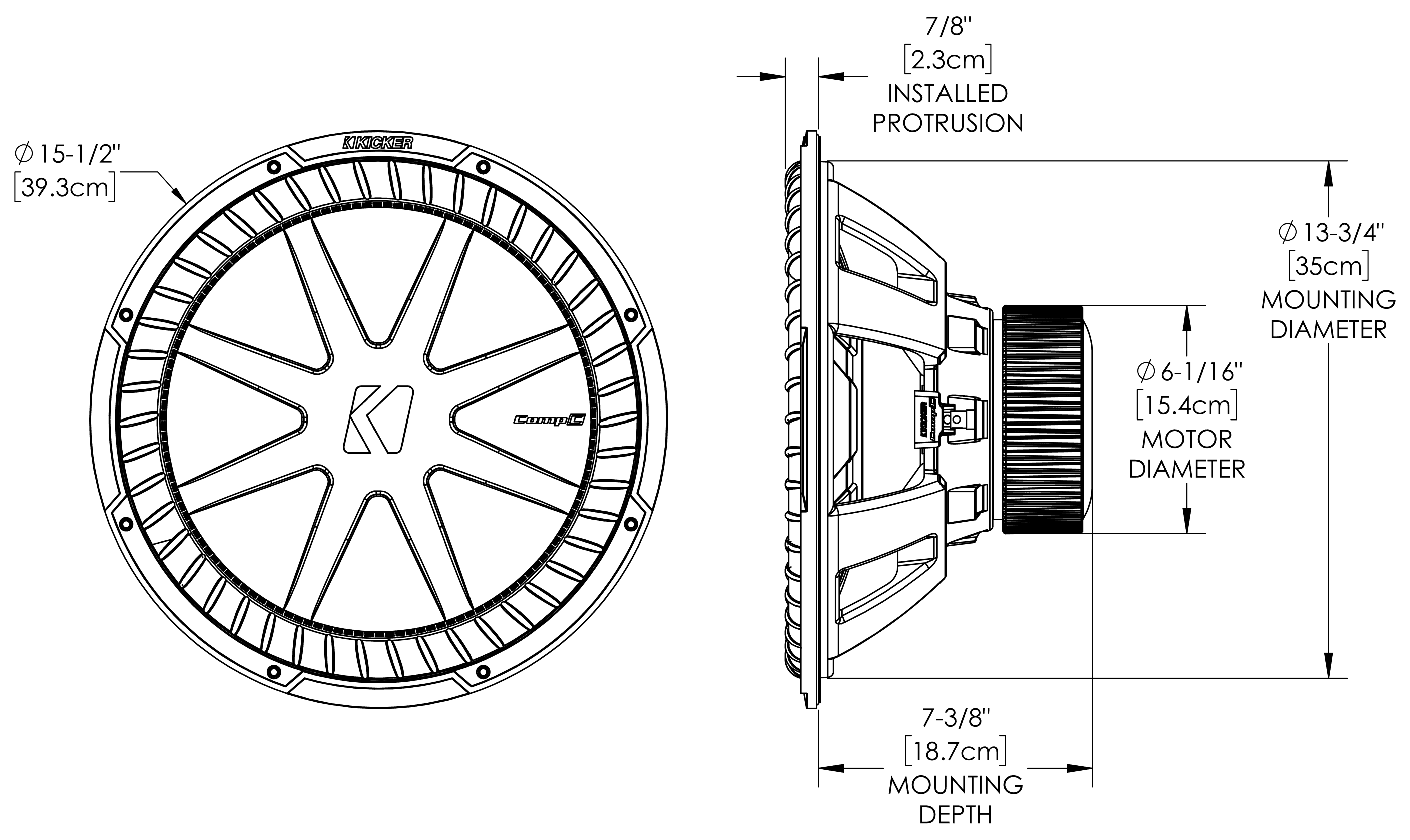 KICKER 50CWCS154 Dimensions
