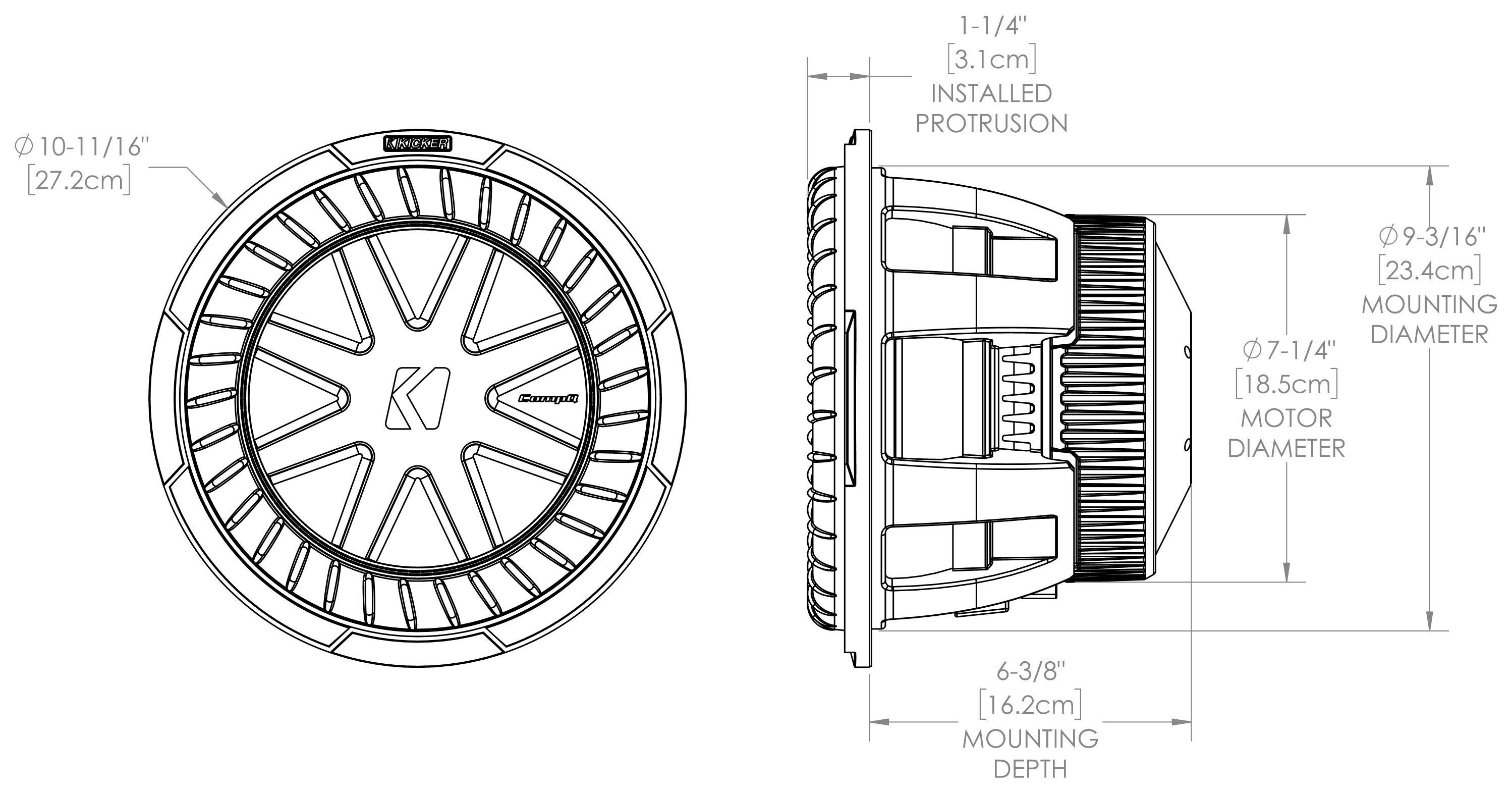 KICKER 51CWQ104 Dimensions