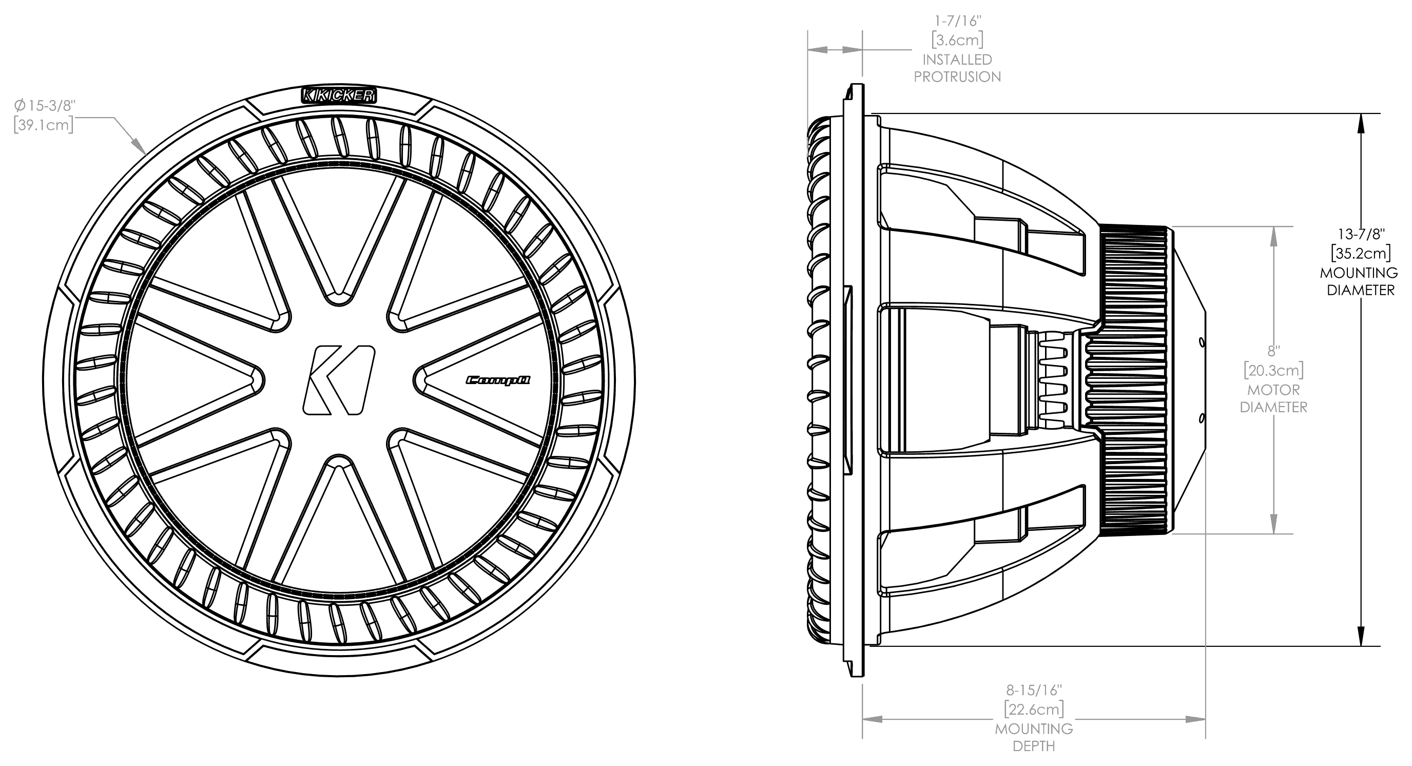 KICKER 51CWQ152 Dimensions