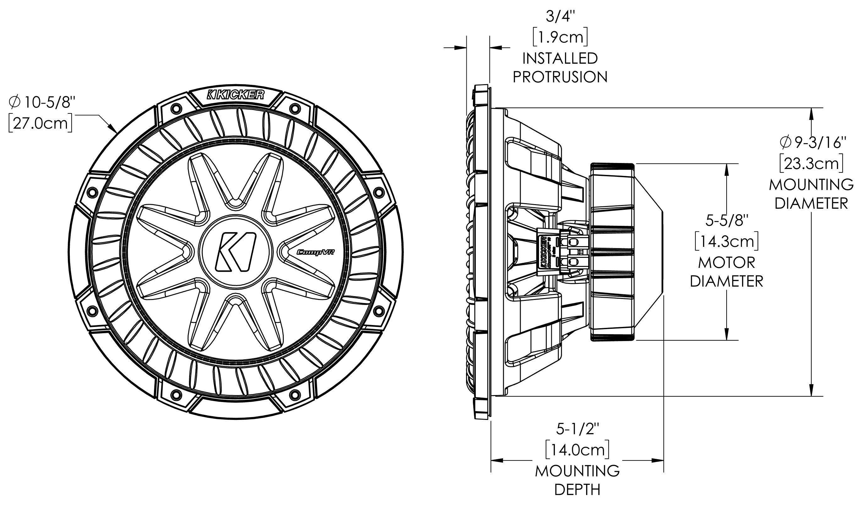 KICKER 52CVR104 Dimensions