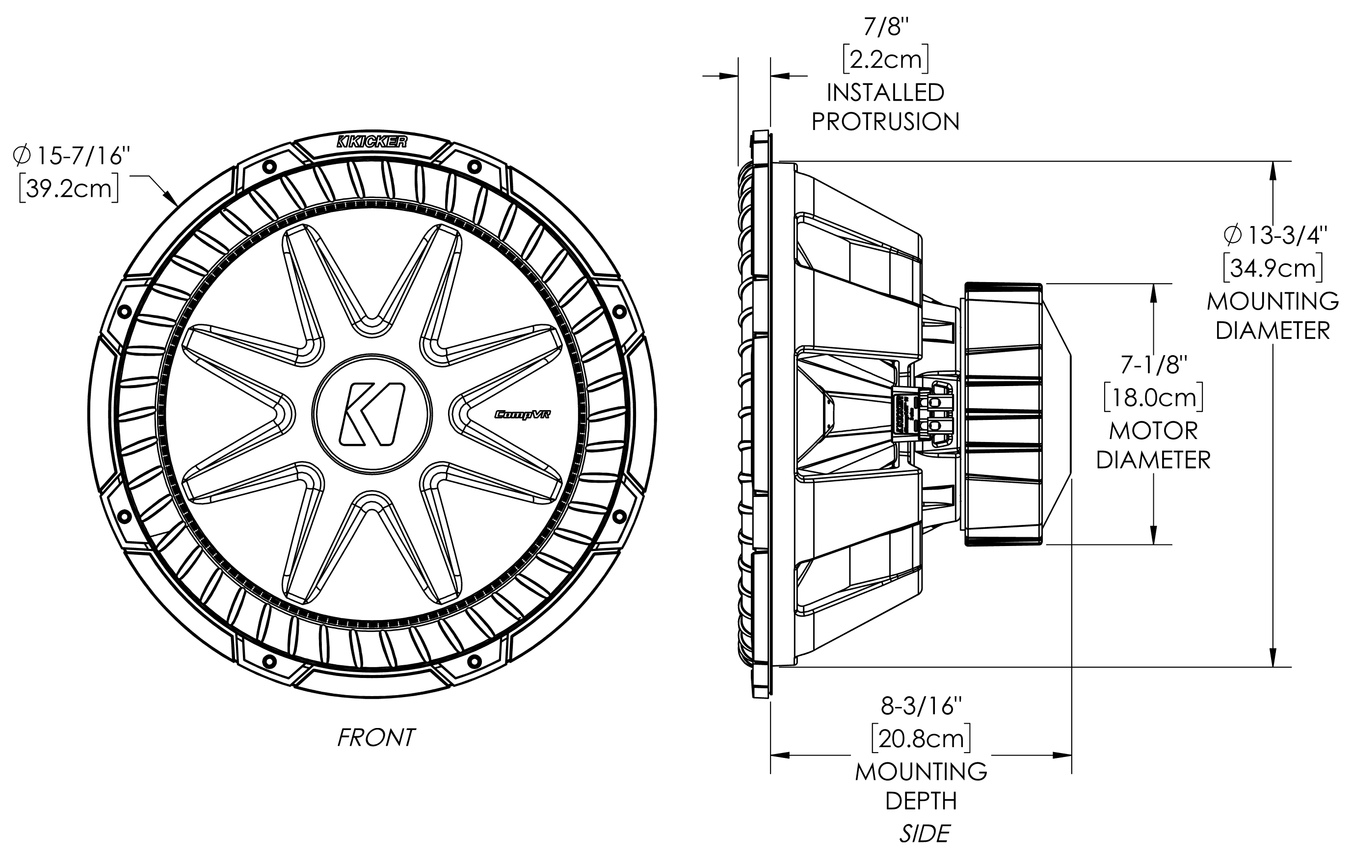 KICKER 52CVR154 Dimensions