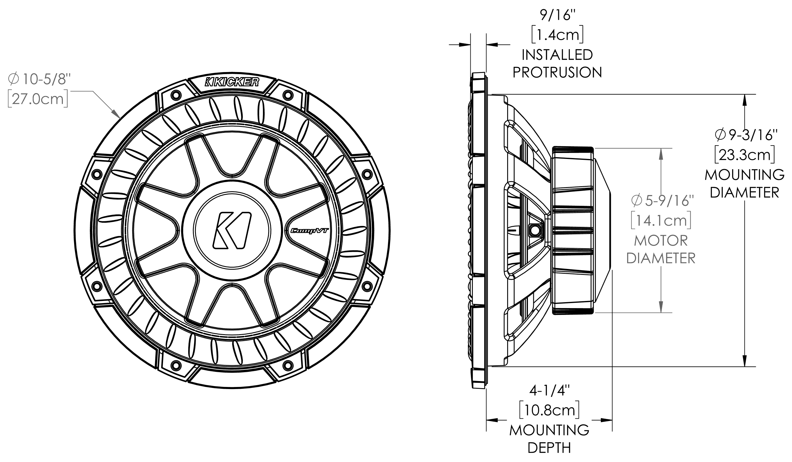 KICKER 52CVT104 Dimensions