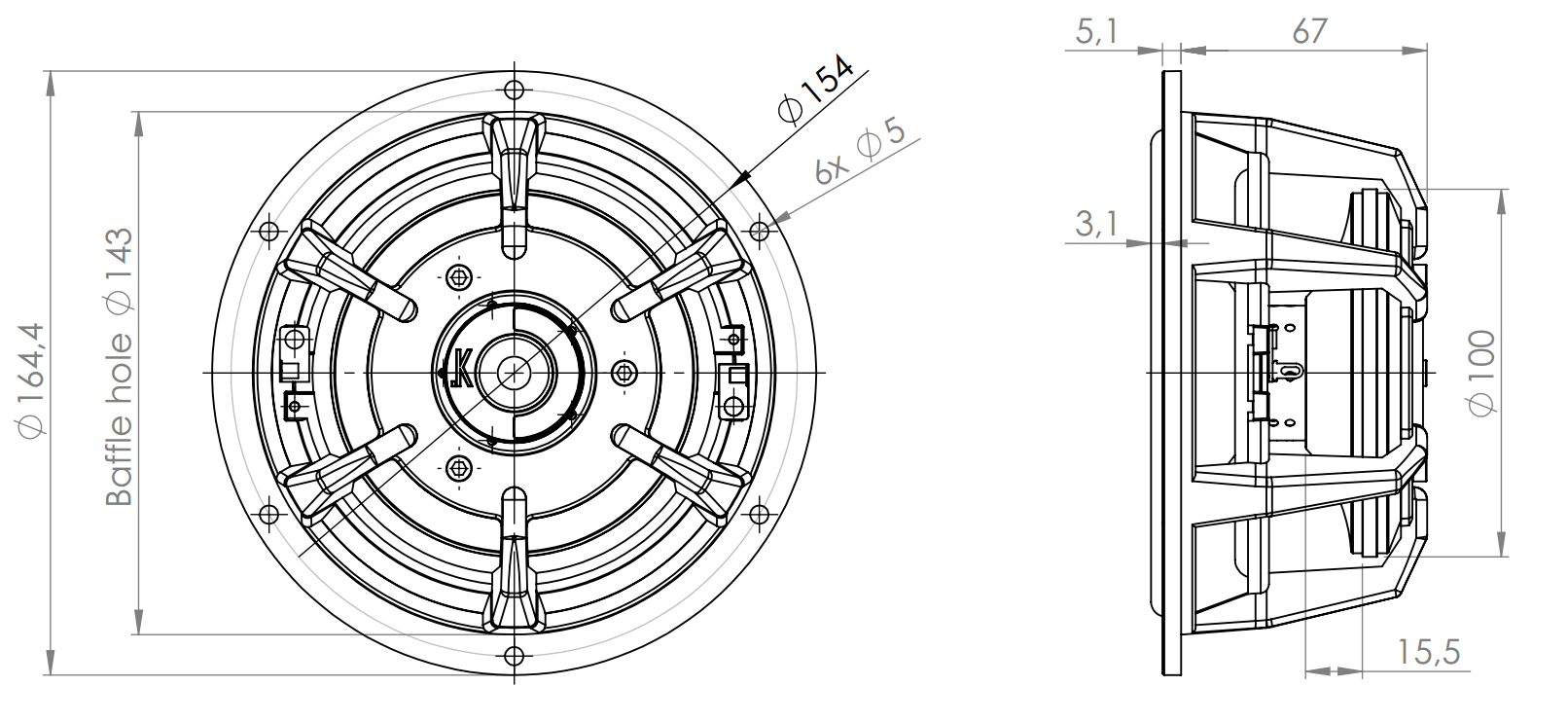 Kartesian Wom165_vHE-e2 Dimensions