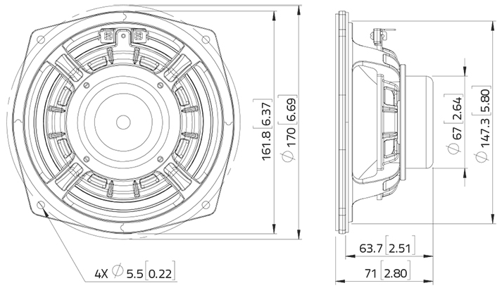 LaVoce MAN062.00-16 Dimensions