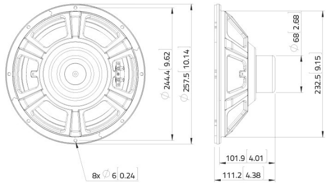 LaVoce NBASS10-20-32 Dimensions